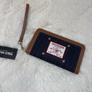 True Religion Denim and Brown Wristlet